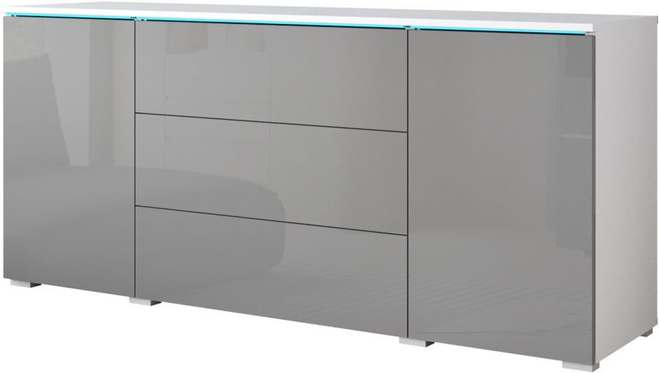 Home affaire Sideboard VERA, grifflos, mit verstellbaren Einlegeböden und optionaler Beleuchtung