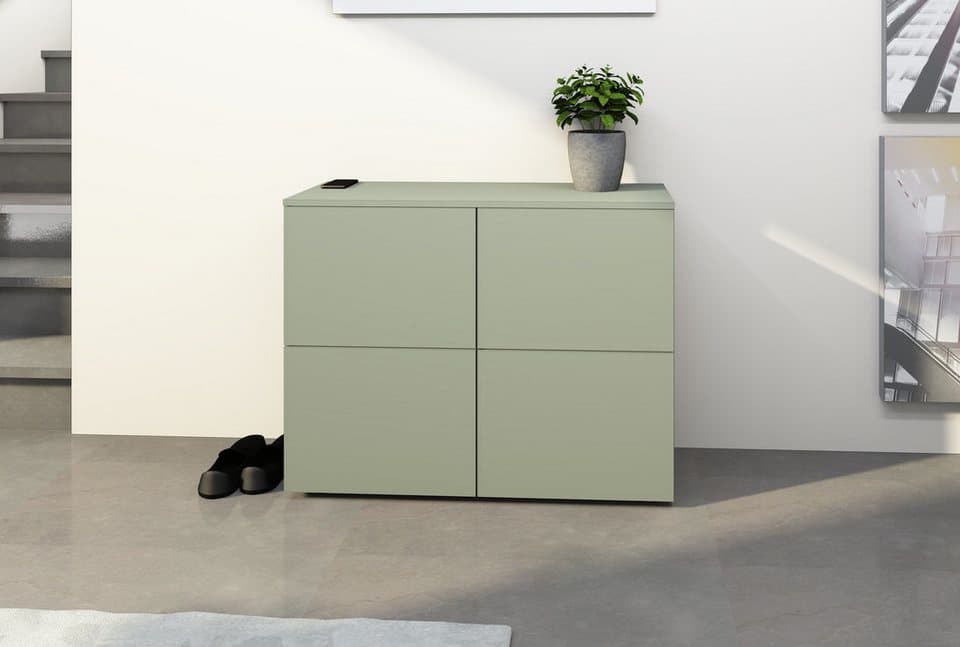 borchardt Möbel Sideboard Rova, 4-türig, 93 cm breit, praktischer Stauraum in Salbeifarben