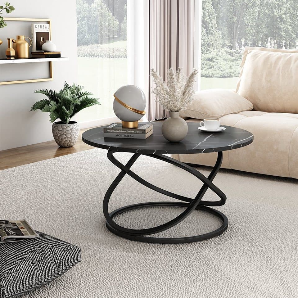 Vicco Couchtisch Calgary, Schwarz, große Ablagefläche 79,5 x 46 cm