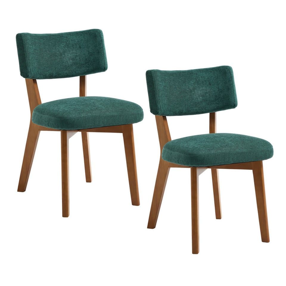 BlingBin Esszimmerstuhl, 2er Set, Moderner Stuhl im Mid-Century-Stil, Massivholzbeine, Stoffpolster für Küche und Büro