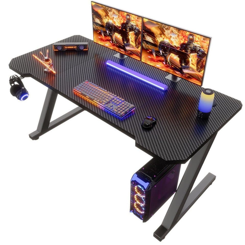 HOMALL Gaming Tisch Z-Frame 120 x 60 cm, ergonomisch mit Kopfhörerhaken