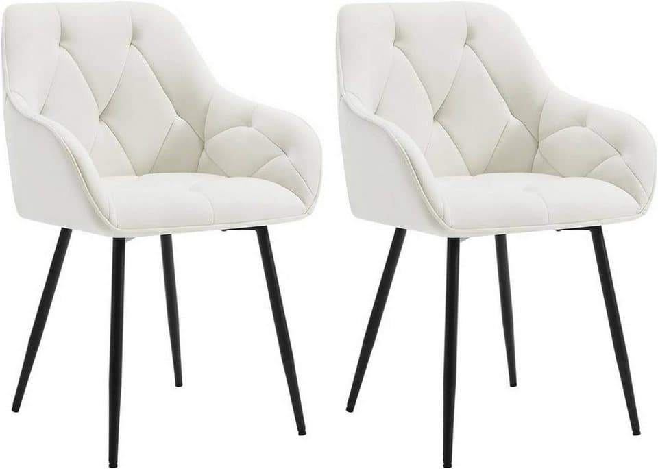 Woltu Esszimmerstuhl Set (2 Stk), ergonomisches Design mit Samtbezug