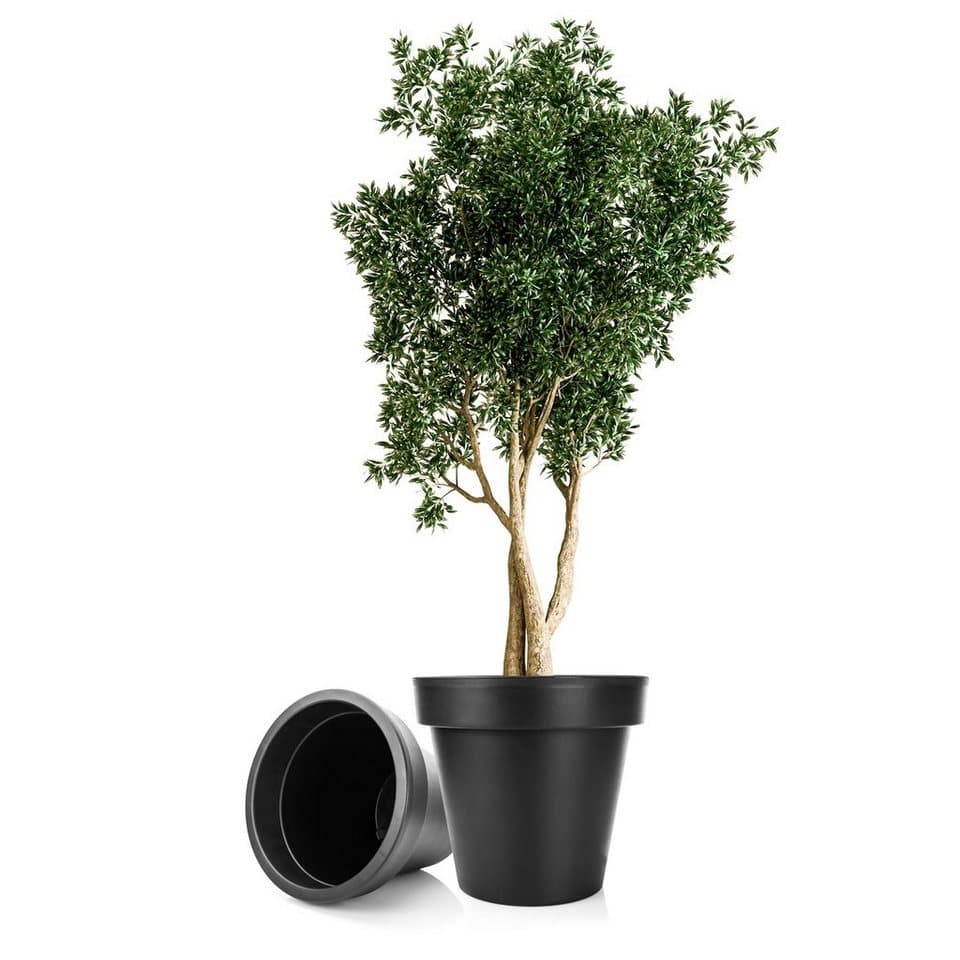 BigDean Pflanzkübel Set 2x XXL ø 60 cm anthrazit, wetterfest und rollbar