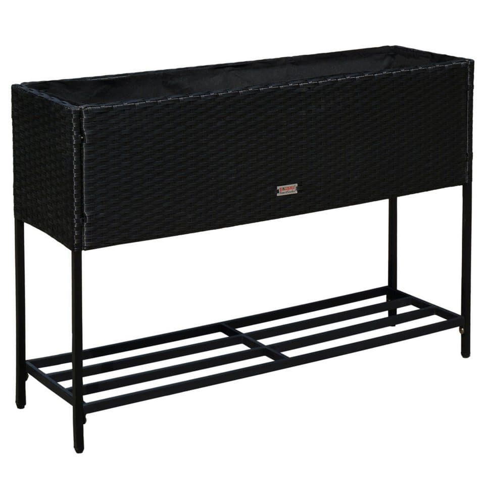 ESTEXO Hochbeet, Polyrattan, 100x30x70 cm, stilvolles Kräuter- und Gemüsebeet in Schwarz