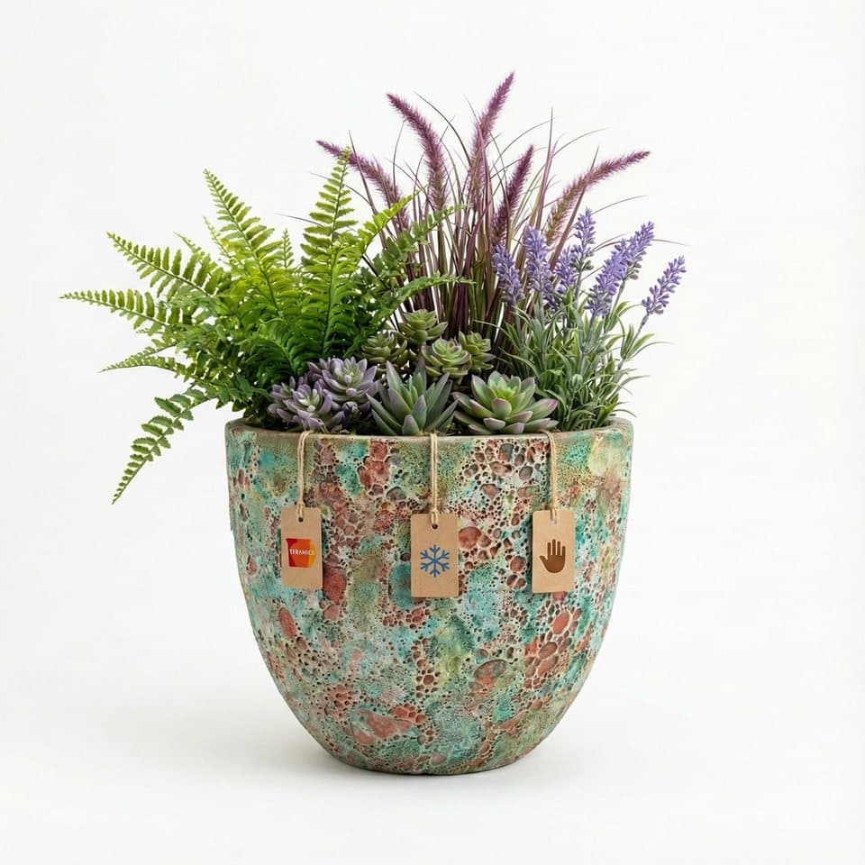 Teramico Pflanzgefäß Egg Pot Lava Grün, Frost- und UV-beständig, Ø 21 cm